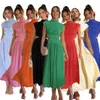 2023 Женские платье годы сладкий и модный уличный летний стиль стоящий макарон с ошейником от талии длинное макси -платье