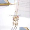 Pendant Necklaces Est Hollow Dream Catcher Necklace For Women Cubic Zircon Gold Feather Charm Fashion Lady Girls Jewelry Drop Delive Dhf9S