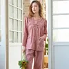 Kvinnors sömnkläder Kvinnors kvinnor Pyjamas Set M-XXXL Cardigan Pijamas Mujer Autumn Söt söt långärmad prinsessa nattkläder o-ring