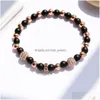 Beaded 6Mm Natural Stone Beads Bracelet Fashion Mix Color Elastic Copper Bracelets For Women Men Big Small Bead Antifatigue Drop Del Dhgzv