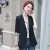 여자 정장 2023 여성 블레이저 3/4 소매 여름 선 스크린 재킷 화이트 슈트 패션 얇은 탑