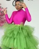 Skirts Green Hi Low Tulle Ruffles Tiered Custom Made Women Plus Size Summer Po Shoot Skirt With Elastic Band Stretchy 2023