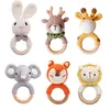 Body Tandsers Toys 1pc Theether Music Ratels for Kids Animal Crochet Rammle Elephant Giraf Ring Houten Babies Gym Montessori Childrens 230525