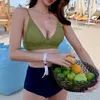 Korean Style Split Bikini Ribbed Swimsuit For Women Fashionable, Slimming,  And Chest Gathered From Waltonpercy, $21.27