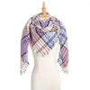 Scarves European And American Autumn Winter Circle Yarn Embroidered Color Check Square Scarf Jh49