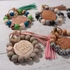 Porte-clés 2023 personnalisé maman Bracelets bois perle bracelet avec garniture sculptée cadeaux de fête des mères pour les femmes guépard imprimer