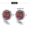 Stud Selling Druzy Resin Earrings Simple And Exquisite Stainless Steel Earring Geometric Round Mineral Face Crystal Ear For Drop Del Dhtno