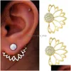 stud lotus arics Angel Wings Flower Consring Hoop Behind Crystal Simple Chic Ear للنساء وإسقاط المجوهرات dhyb9