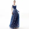 2023 Plus Size blue prom dress Arabic Aso Ebi Gold Luxurious Mermaid Prom Dresses Beaded Crystals Evening Formal Party Second Reception Birthday Engagement Gowns