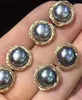 Stud Earrings Noble Jewelry Handmade 9-10mm Natural Freshwater Black Pearl 9k Gold