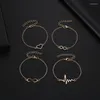 Bangle 4pcs/Set Simple Infinity Love cyrkon Ekg Wzór łańcucha Bransoletka dla kobiet w modnej biżuterii akcesoria prezentowe