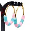 Boucles d'oreilles créoles en acier inoxydable bohème pour femmes fille couleur or cerceaux bijoux faits à la main Y2K accessoires cadeau adolescents enfants enfants