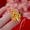 Pendants Fashion Pure 14k Yellow Gold Necklace For Women Wedding Statement Jewelry Delicate Plant Money Tree Small Pendant Gifts