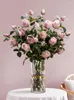 Fleurs décoratives 6 pièces Roses artificielles avec tiges fleur réaliste soie unique faux Bouquet pour la décoration de mariage nuptiale P