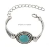 Braccialetti con ciondoli Gioielli all'ingrosso Stile bohémien Antico catena di colore Sier con braccialetti rotondi in pietra blu per le donne Bijoux Drop Deliver Dhwbp