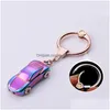 Keychains Lanyards Mini Model Car Keychain with Light for Keys Accessories Men Metal Pendant Handbag Keyring Motorcykel Key Chain Dhynl