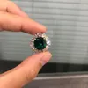 Cluster Rings Luxury S925 Sterling Silver Diamond For Women Wedding Engagement Green Gemstone Ring Fine Jewelry Gift Ladies