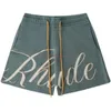 Designer Short Fashion Casual Vêtements Shorts de plage K590 Rhude Lettre Jacquard Cordon de laine tricotée High Street Mode Hommes Femmes Loose Sports Yel