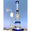 Moedor de ervas tubo roxo bong duplo favo de mel por um matrix reciclador de vidro dab rig smoking hookah com suporte de gelo de 14 mm de proibição de articulação dhj29