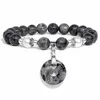 Charm Bracelets Peace Buckle For Women Men White Pearl Rose Quartzs Labradorite Tiger Eye Stone Malachite 8MM Beads