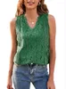 Women's Blouses Blusa Mujer Moda 2023 Fashion Lace V-neck T-shirt Camisoles Tops Women Solid Color Hollow Sexy Knitted Tank Top Ropa