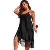 Vêtements de nuit pour femmes XL-5XL chemise de nuit à bretelles surdimensionnées avec pompon femmes robe de nuit vêtements de nuit été Sexy Satin chemise de nuit vêtements de maison