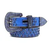 Fashion rhinestone belt for men designer bb belts with pin buckle black blue white gray genuine leather ceinture