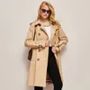 HOT CLASSIC! women fashion England middle long trench coat/high quality brand design double breasted trench coat/cotton fabric size S-XXXL 2 colors