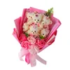 Bouquet de fleurs décoratives en peluche jouet rose dessin animé rose artificielle LED guirlande lumineuse arôme ours en peluche pour anniversaire anniversaire