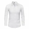 Men's Dress Shirts Large Size Business Casual Long Sleeved Shirt White Blue Black Smart Male Social For Plus 43 44 45 46 47 48