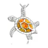 Colares de pingentes de colar de tartaruga opala jóias de corrente para mulheres para presente de gente