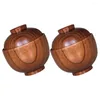 Bowls 2 Pcs Wooden Bowl Lid Utensils Eating Candy Rice Salad Round Lids Instant Noodle Tableware