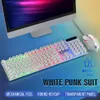 Combos USB Wired Keyboard Mouse Set 104key Mecânica Feel Punk Round Keycap Teclado Gaming Mouse Kit com retroiluminação para PC Laptop