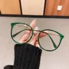 Sunglasses Frames Fashion Round Women Glasses Frame Vintage Clear Lens Eyewear Men Optical Leopard Green Eyeglasses GlassesFashion