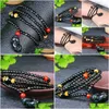 Beaded Strand Wholesale Rainbow Eye Natural Obsidian Stone Bracelets Beads With Pixiu Pendant Bracelet Lucky For Women Men Energy Je Dhite