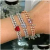 Chaîne Lien Bracelets 2022 Hip Hop Bijoux Collier Ras Du Cou Bracelet Ensemble Coeur Flèche Rose Or Rose Cz Glacé Pinky Cubain Femmes Wedd Dhp3G