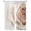 Curtain 3D White Rose Sheer Curtains Window For Living Room Bedroom Blinds Kids Home Decor