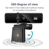 Webbkameror Webcam 4K Full HD Mini Camera Webcam med Microphone 30Fps USB Web Cam för YouTube PC Laptop Video Shooting Camera Webcamera