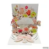 Cartes de voeux Pop Up Fête des Mères Carte 3D Floral Popup Joyeux Anniversaire Mariage Graduation Anniversaire Thanksgiving Drop Delivery Accueil Dhl7M