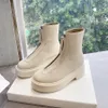 The Row Women's Designer Boots Platform Zipper Combat Ankle Martin Winter Shoes Chelsea Biker Fashion Black Brown