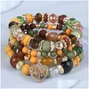 Kralen streng Diezi Boheemse witte kristal kralen armbanden vrouwen etnische mtilayer hartboom van leven charme touw armband pseira femin dh9gf