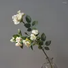Dekorativa blommor små rosor gren med falska blad dekoration mariage trädgård leveranser silke heminredning