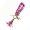 Клапольная чашка с бисером акриловой цепь для клавиш Colorf Tassel Keyring Женщины мужские браслет браслет чары 2023 Модные ювелирные изделия Del Del Dhpqm