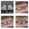 Stud 925 Sterling Sier Girl Pear Cut White Topaz Cz Diamond Simple Fine Party Women Wedding Heart Earring Gift Drop Leverans smycken DHSK1