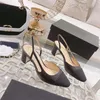 2023 Designer Sandals High Heels Luxury Brand Dress Classic Women 6.5cm Flat Heel Leather Lace-up Sexy High Heels Wedding Dinner Shoes Leather Comfortable Heels