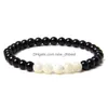 Beaded Strand White Natural Mother Of Pearl Shell Bracelet Black 6Mm Bead Elasticity Boho Male Female Various Exquisite Jewelry Gift Dhofn