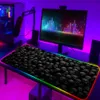 Descansa Dark Horror Skull Anime Gaming Mousepad RGB Pad Big Gamer Mouse Pad Borracha LED Tapete de mesa de computador Tapete de teclado XXL com luz de fundo