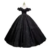 Gorgeous Long black Quinceanera Dresses Lace Appliques Ball Gown Sparkly Sweet 16 Year Princess Dress For 15 Years vestidos de 2023 Sweet 15 Masquerade Dress