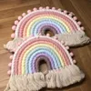 Plush Wall Stuff 1Pc Nordic Woven 8 Lines Rainbow Tapestry Wall Hanging Living Room Bedroom Color Pendant Decoration Wall Hanging Home Decoration 230526