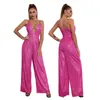 sequins one piece jumpsuit women spaghetti strap deep v neck club wear jumpsuits